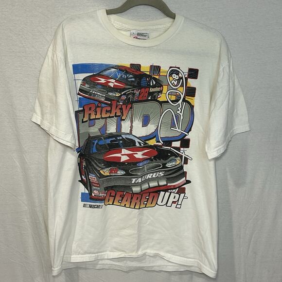 VINTAGE NASCAR RICKY RUDD #28 FORD TAURUS RACING T SHIRT MENS SIZE Large 90S Y2K - Picture 1 of 6